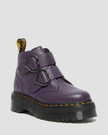 Dámské Boty na Platformy Dr Martens Devon Heart Læder Fialové | CZ 544GSO
